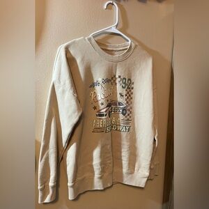 abercrombie kids Beige Racing Graphic Crewneck Sweatshirt